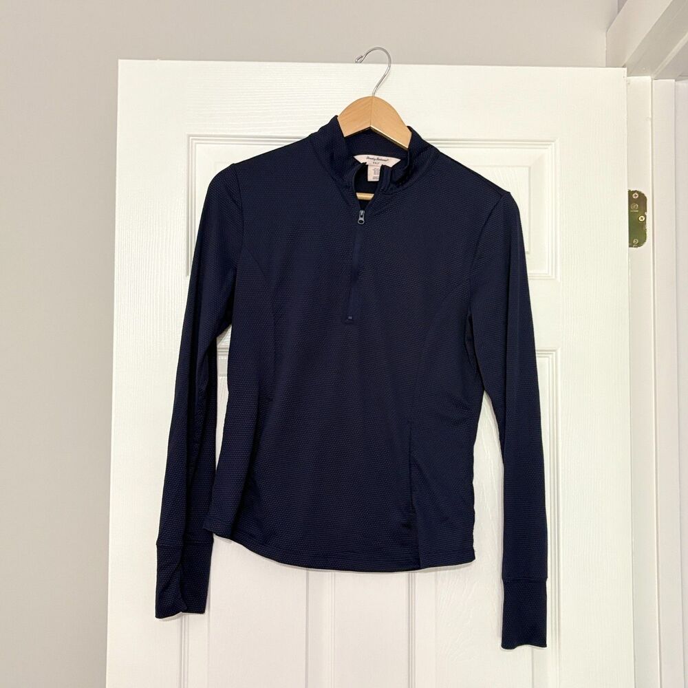 Tommy Bahama Golf Jacket Womens M Navy Blue Tennis 1/3 Zip Pullover New